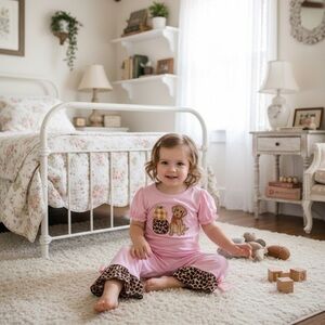 Girls Pink Dog Jumpsuit